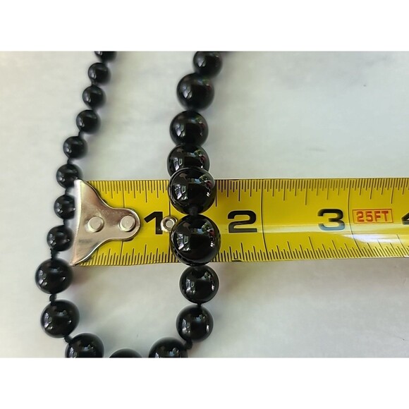 Artisan Onyx Graduated Ball Bead Necklace Vintage - Picture 10 of 10